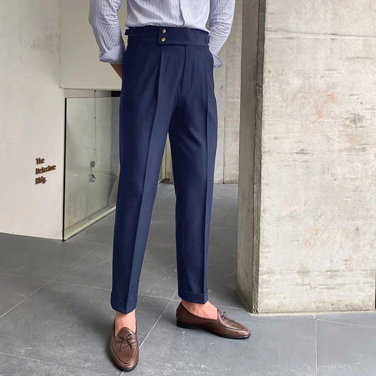 British Style High Waist Mens Pants: Slim Fit, Formal Wear For Office,  Wedding, & Social Events From Mengqiqi02, $15.29